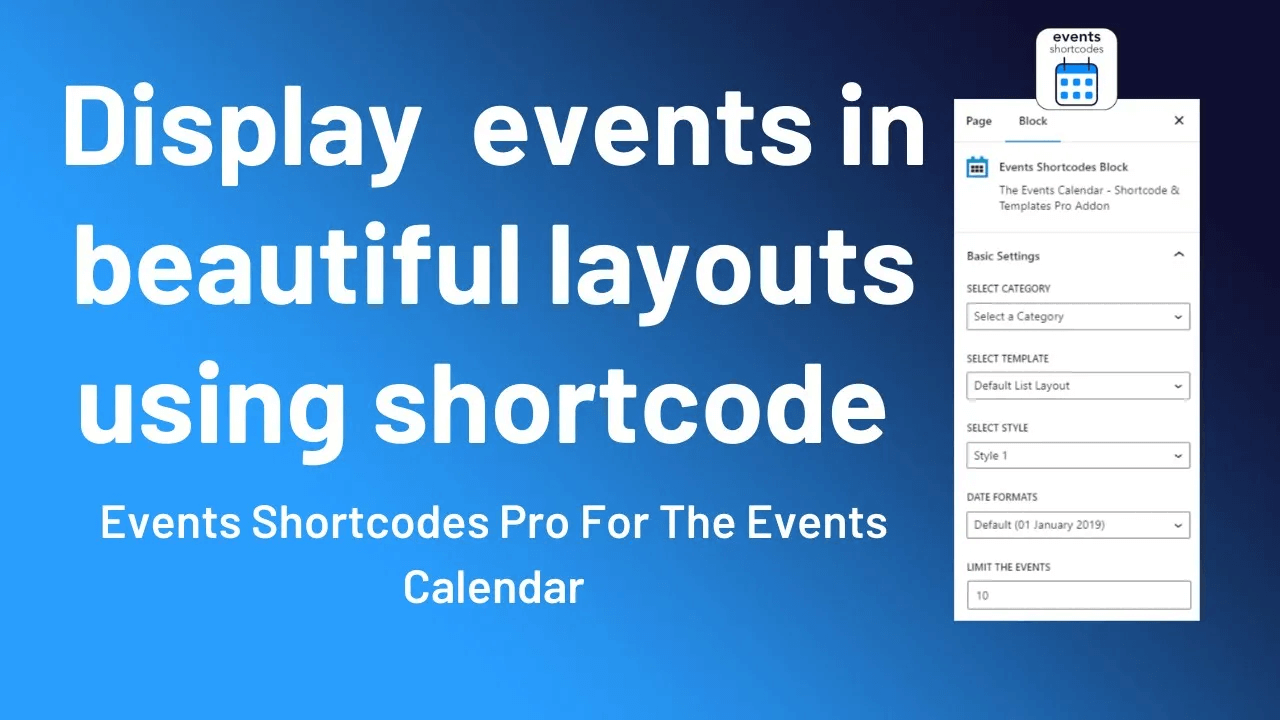 Events Shortcodes Thumbnail