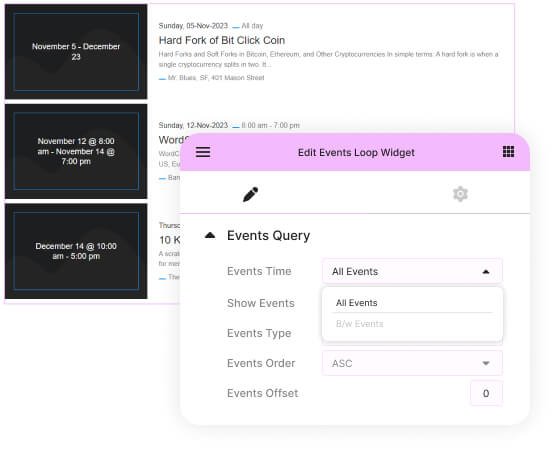 events between dates