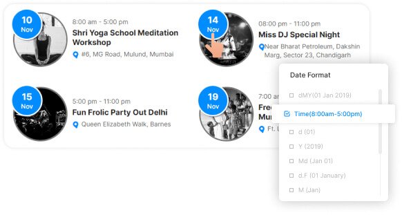 events with multiple date formats