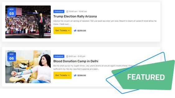 showing featured events