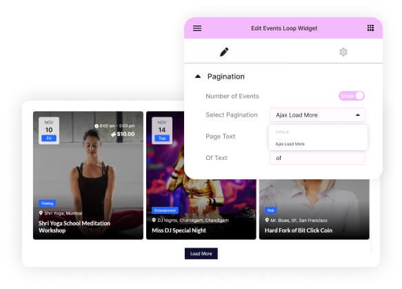 Events for pagination